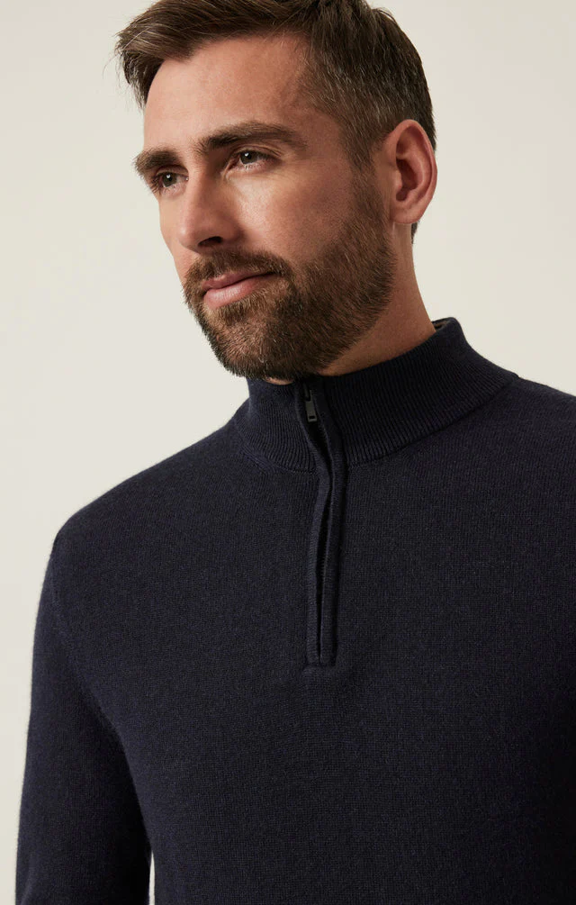 34 Heritage Cashmere Quarter Zip Sweater Dark Navy - Image 6