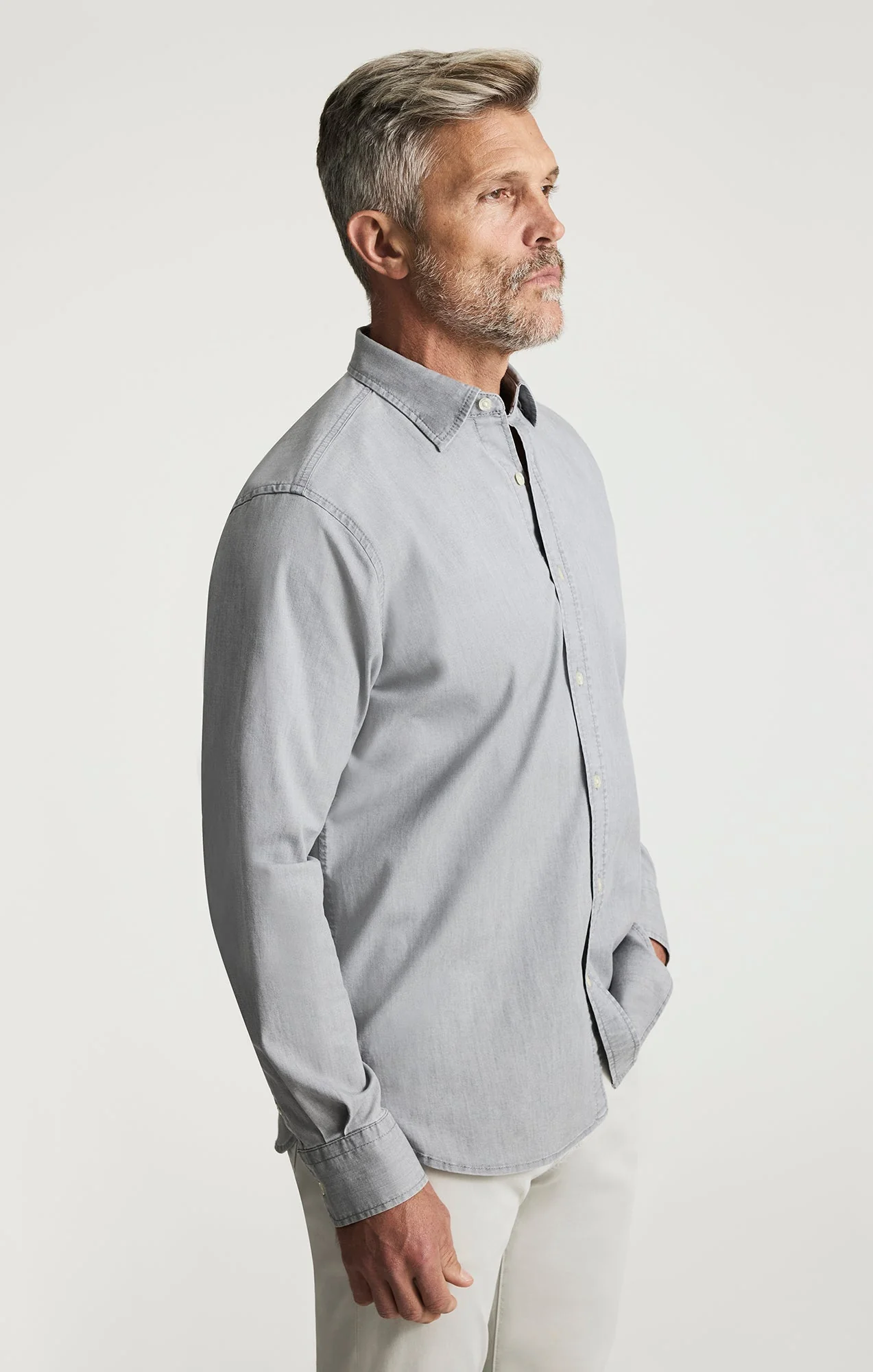 34 Heritage Denim Shirt Grey Indigo - Image 4
