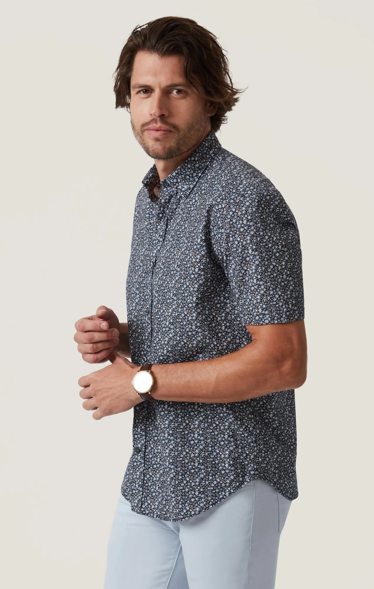 34 Heritage Field Short Sleeve Shirt Dark Navy - Image 3