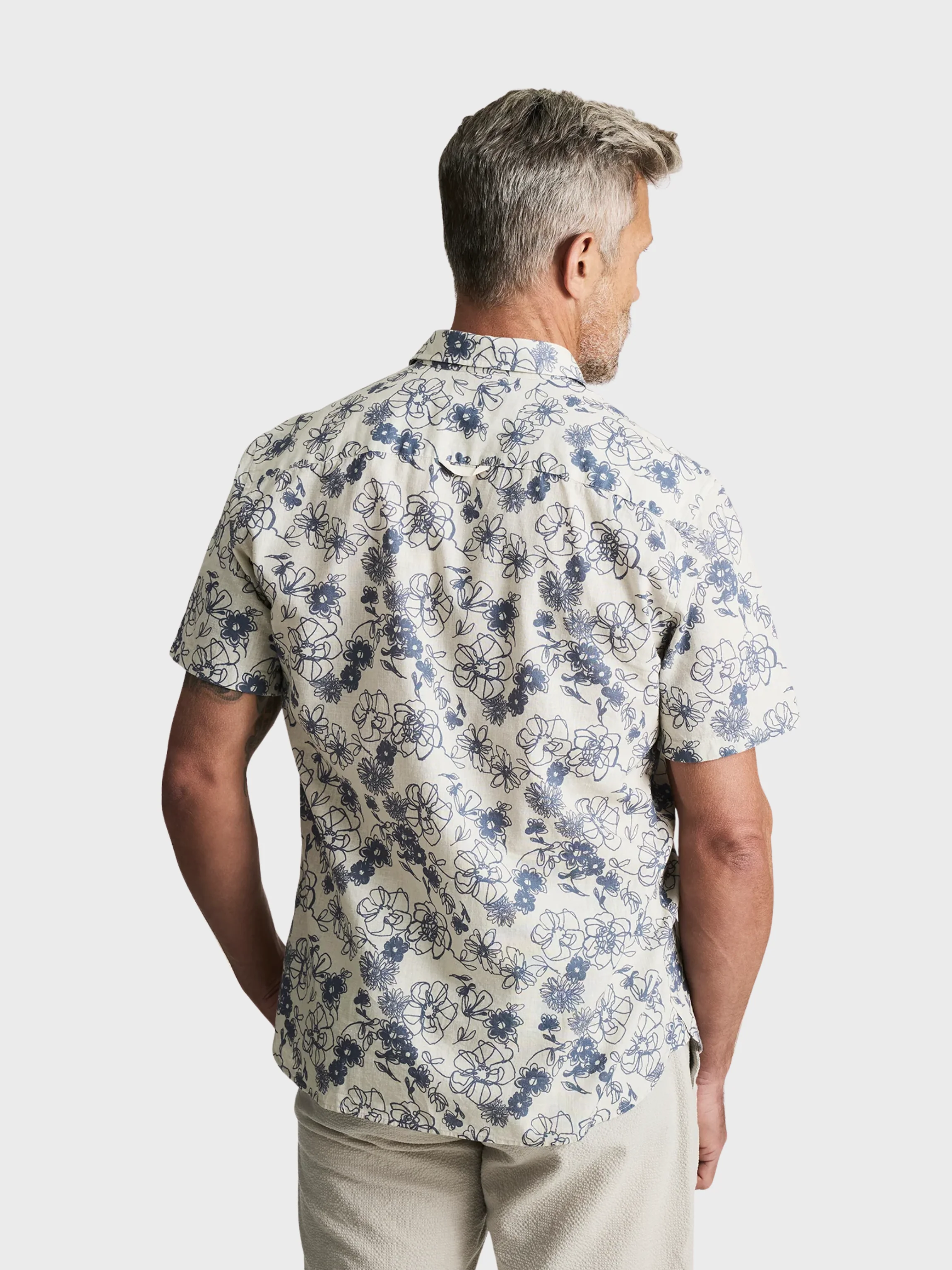 34 Heritage Flower Short Sleeve Shirt Vintage Indigo - Image 2
