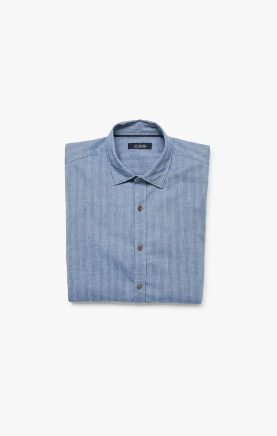 34 Heritage Herringbone Shirt Blue - Image 10