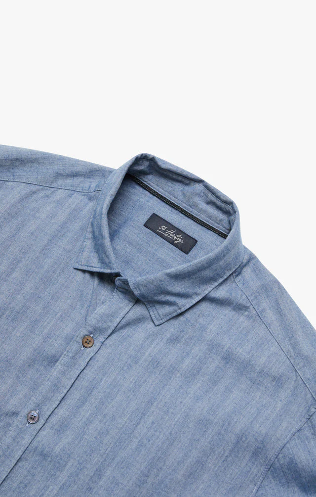 34 Heritage Herringbone Shirt Blue - Image 11