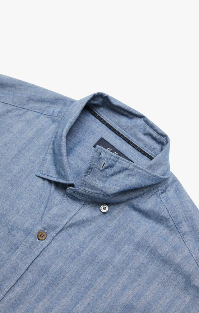 34 Heritage Herringbone Shirt Blue - Image 12