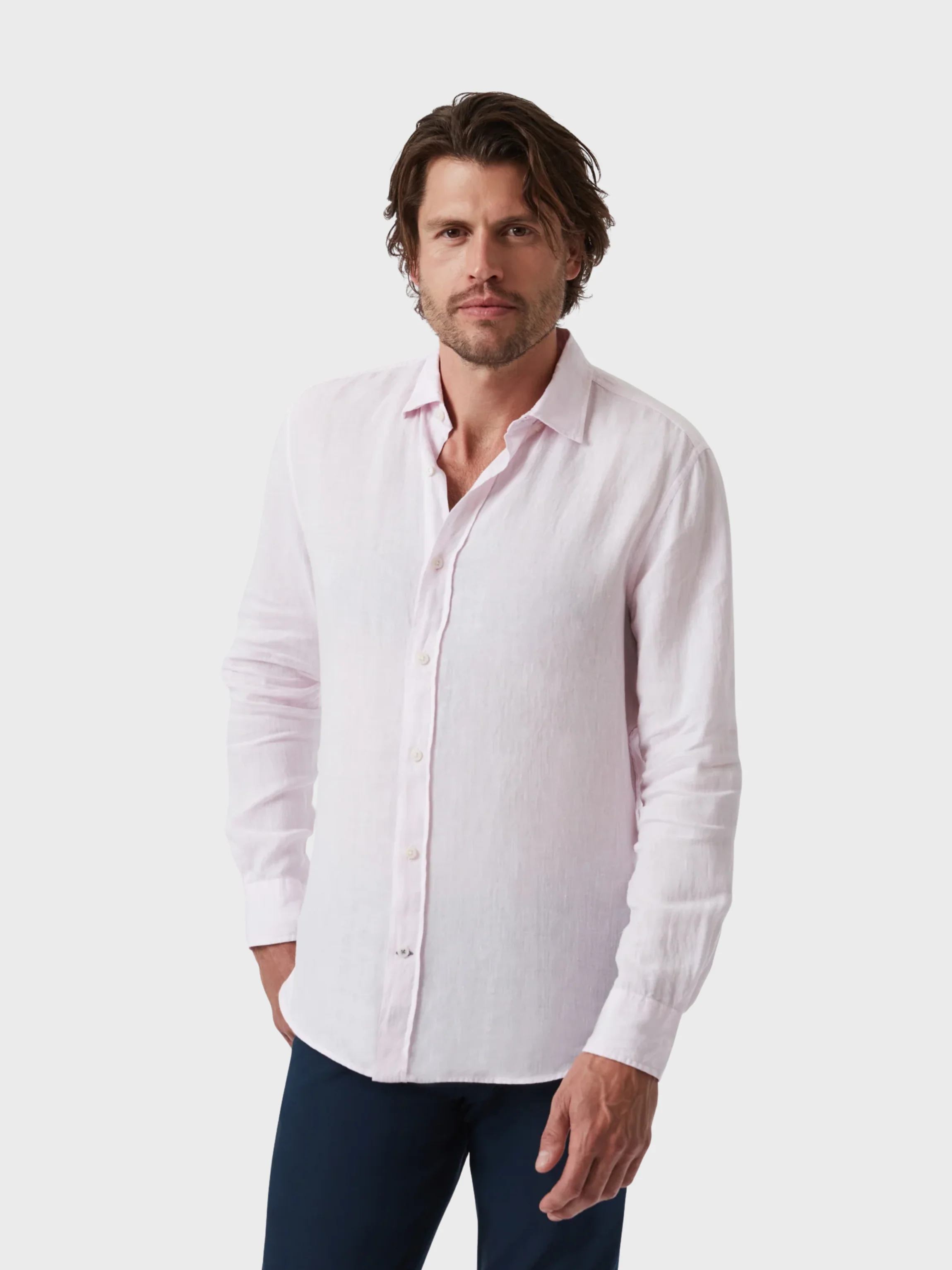 34 Heritage Linen Chambray Shirt Pink