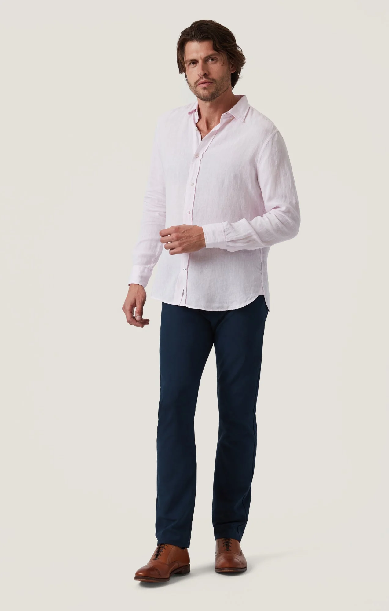34 Heritage Linen Chambray Shirt Pink - Image 5