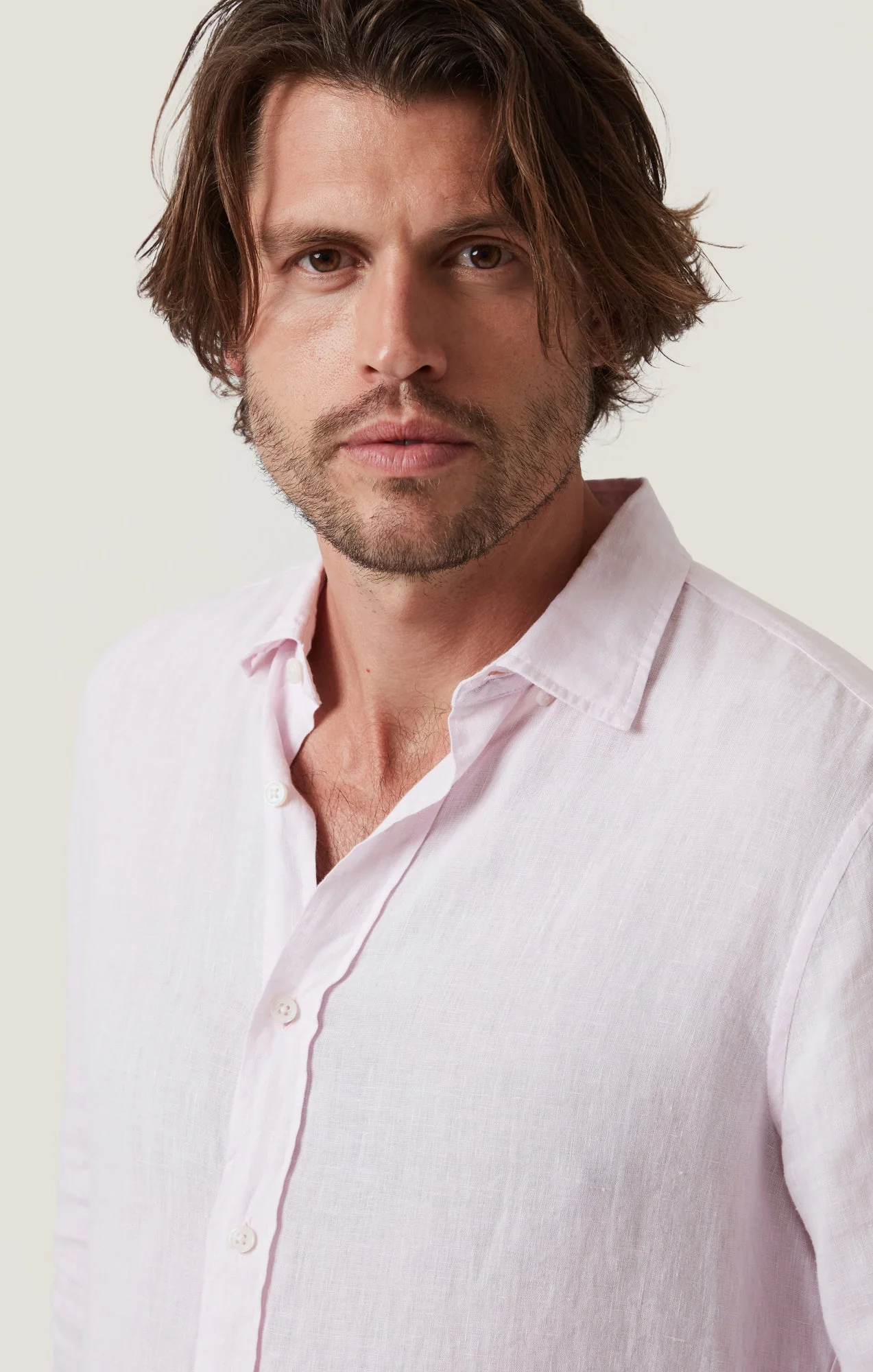 34 Heritage Linen Chambray Shirt Pink - Image 7