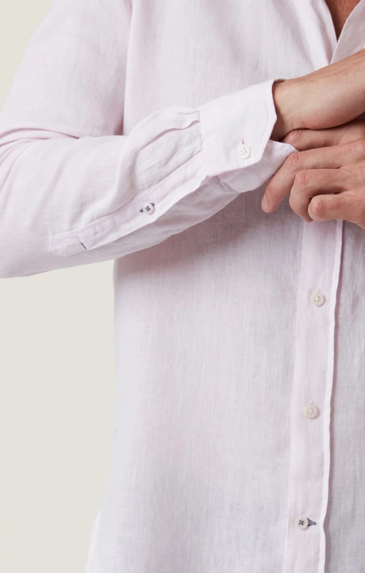 34 Heritage Linen Chambray Shirt Pink - Image 8