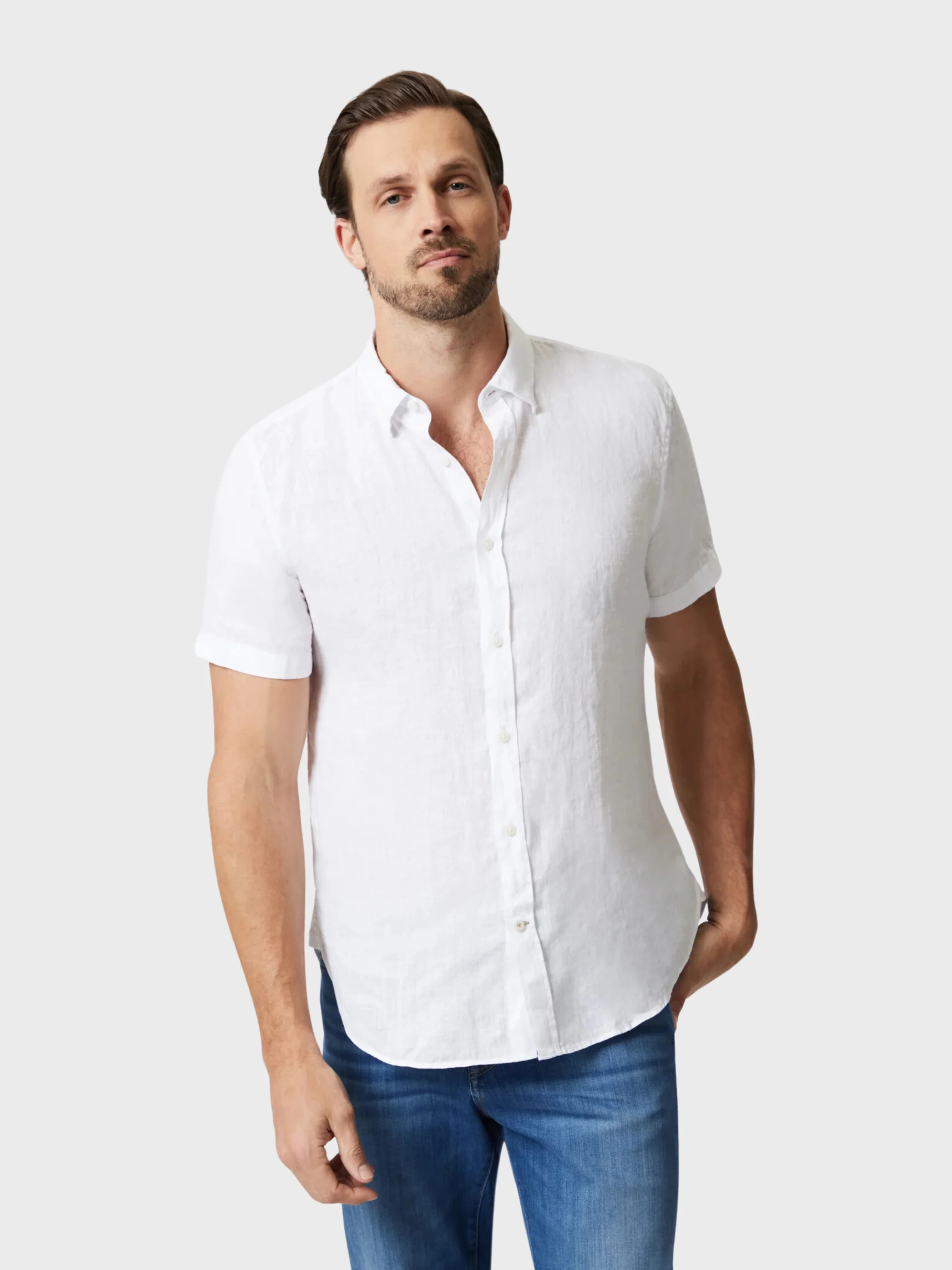 34 Heritage Linen Short Sleeve Shirt Bright White SS24