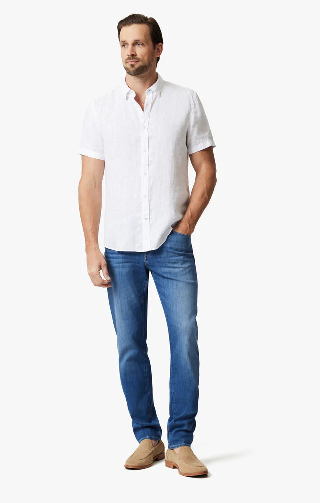 34 Heritage Linen Short Sleeve Shirt Bright White SS24 - Image 3