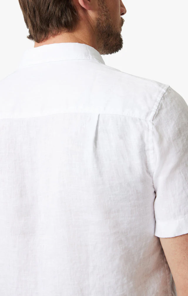 34 Heritage Linen Short Sleeve Shirt Bright White SS24 - Image 6