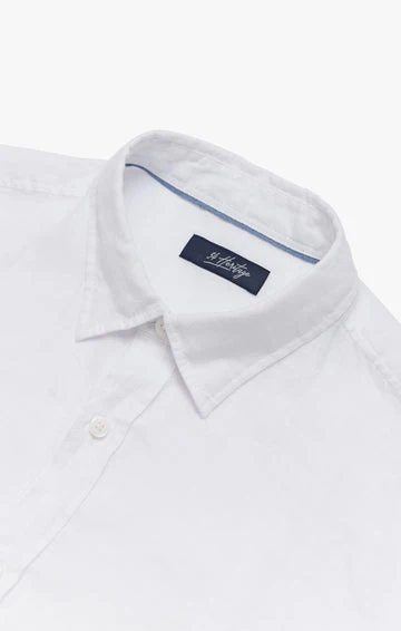 34 Heritage Linen Short Sleeve Shirt Bright White SS24 - Image 8