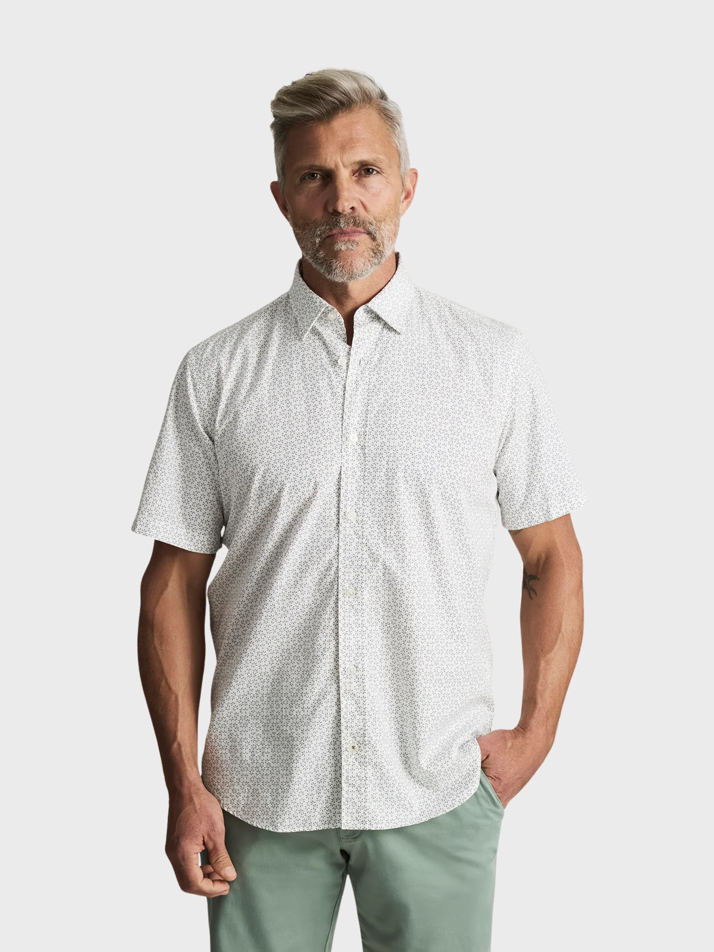 34 Heritage Luxe Twill Printed Shirt Vintage Indigo