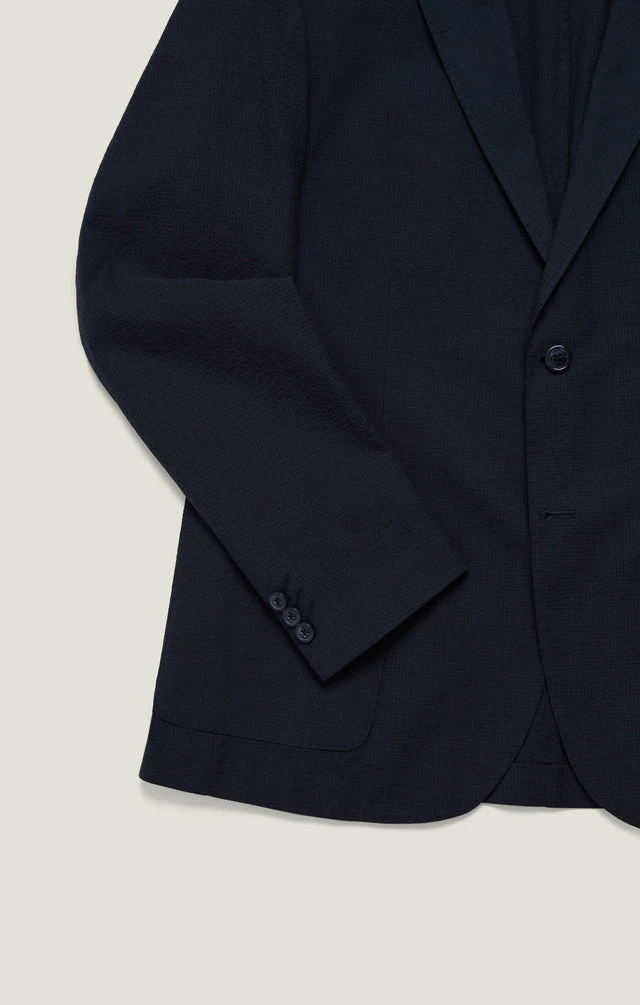 34 Heritage Matteo Seersucker Blazer - Navy - Image 10