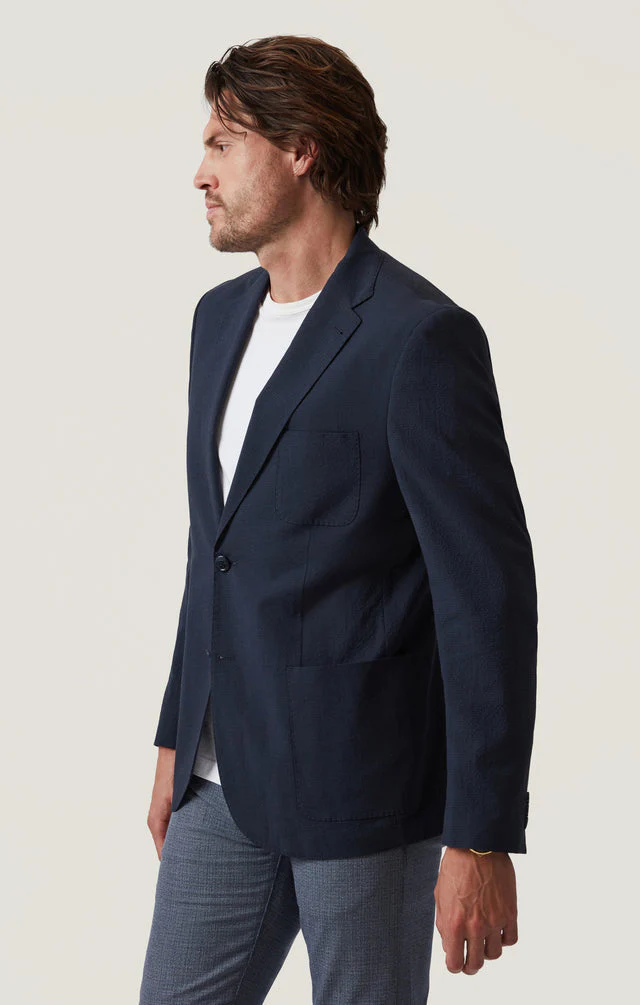 34 Heritage Matteo Seersucker Blazer - Navy - Image 4