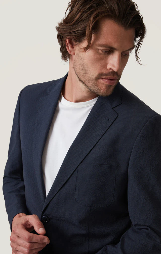 34 Heritage Matteo Seersucker Blazer - Navy - Image 6