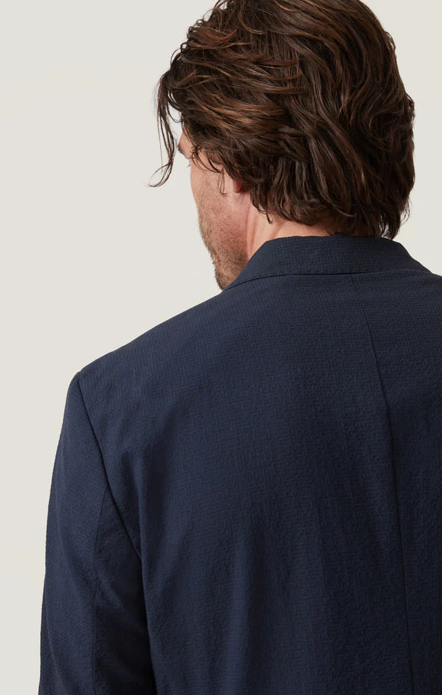 34 Heritage Matteo Seersucker Blazer - Navy - Image 7