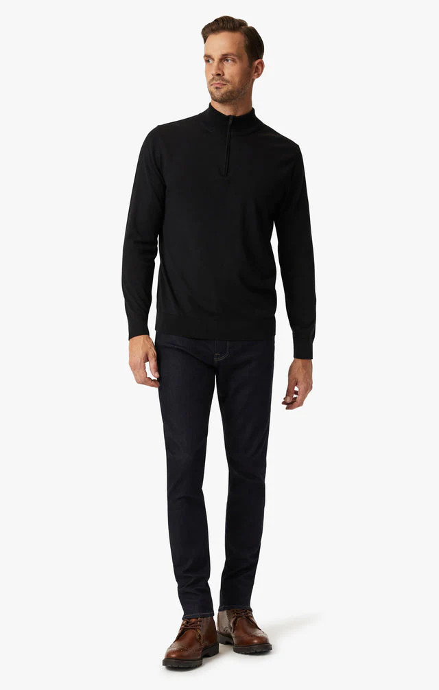 34 Heritage Quarter Zip Sweater Black - Image 4