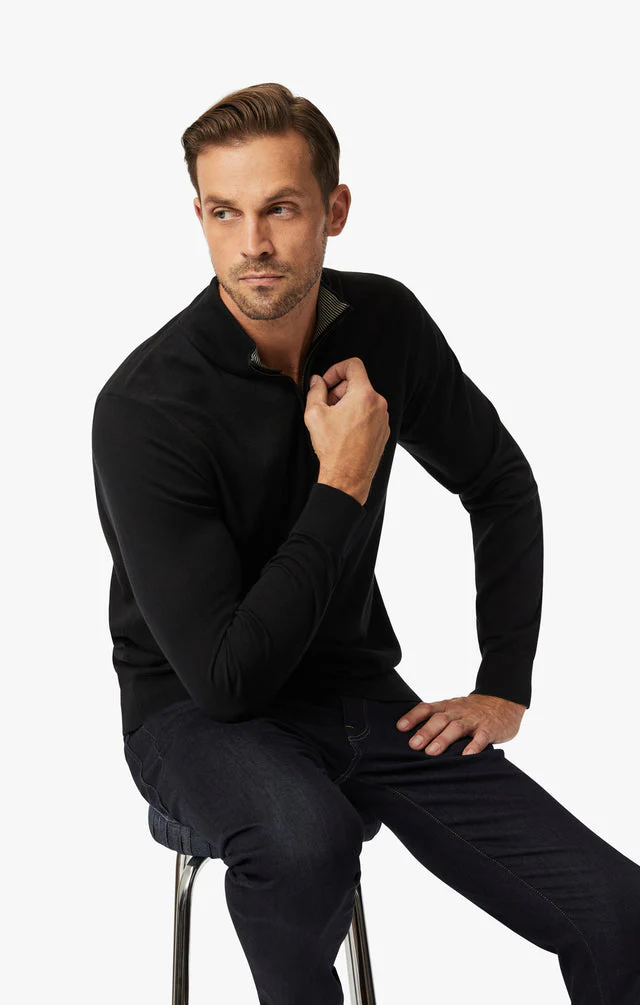 34 Heritage Quarter Zip Sweater Black - Image 5