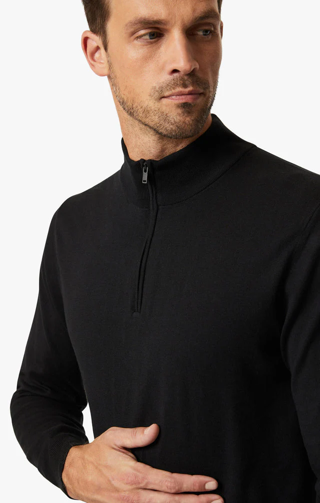 34 Heritage Quarter Zip Sweater Black - Image 6