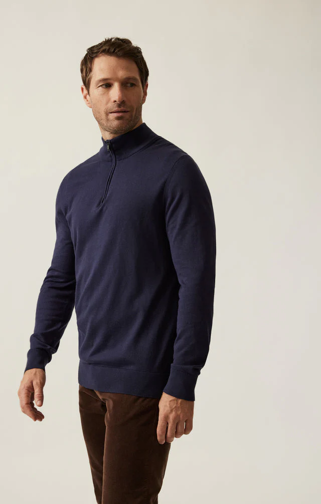34 Heritage Quarter Zip Sweater Navy - Image 3