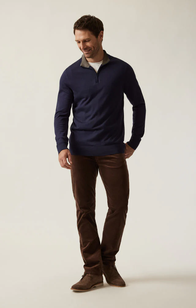 34 Heritage Quarter Zip Sweater Navy - Image 4