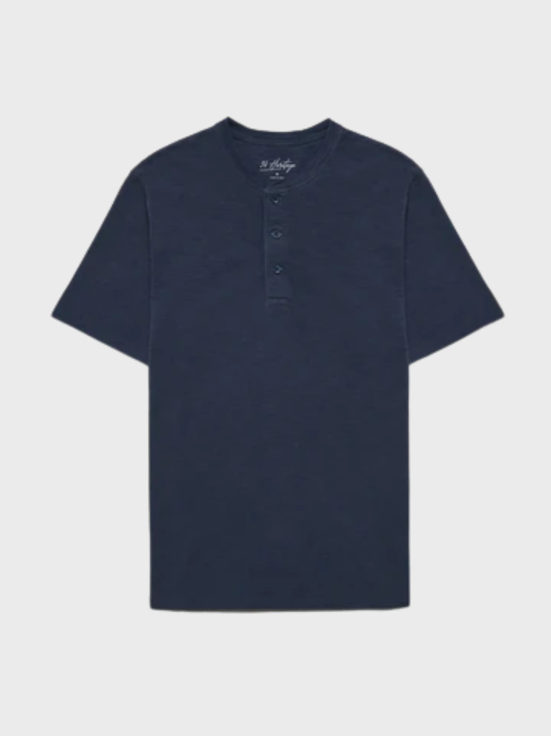 34 Heritage Slub Short Sleeve Henley Tee - Blue Night - Image 2