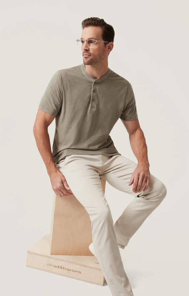 34 Heritage Slub SS Henley Pastel Olive - Image 8
