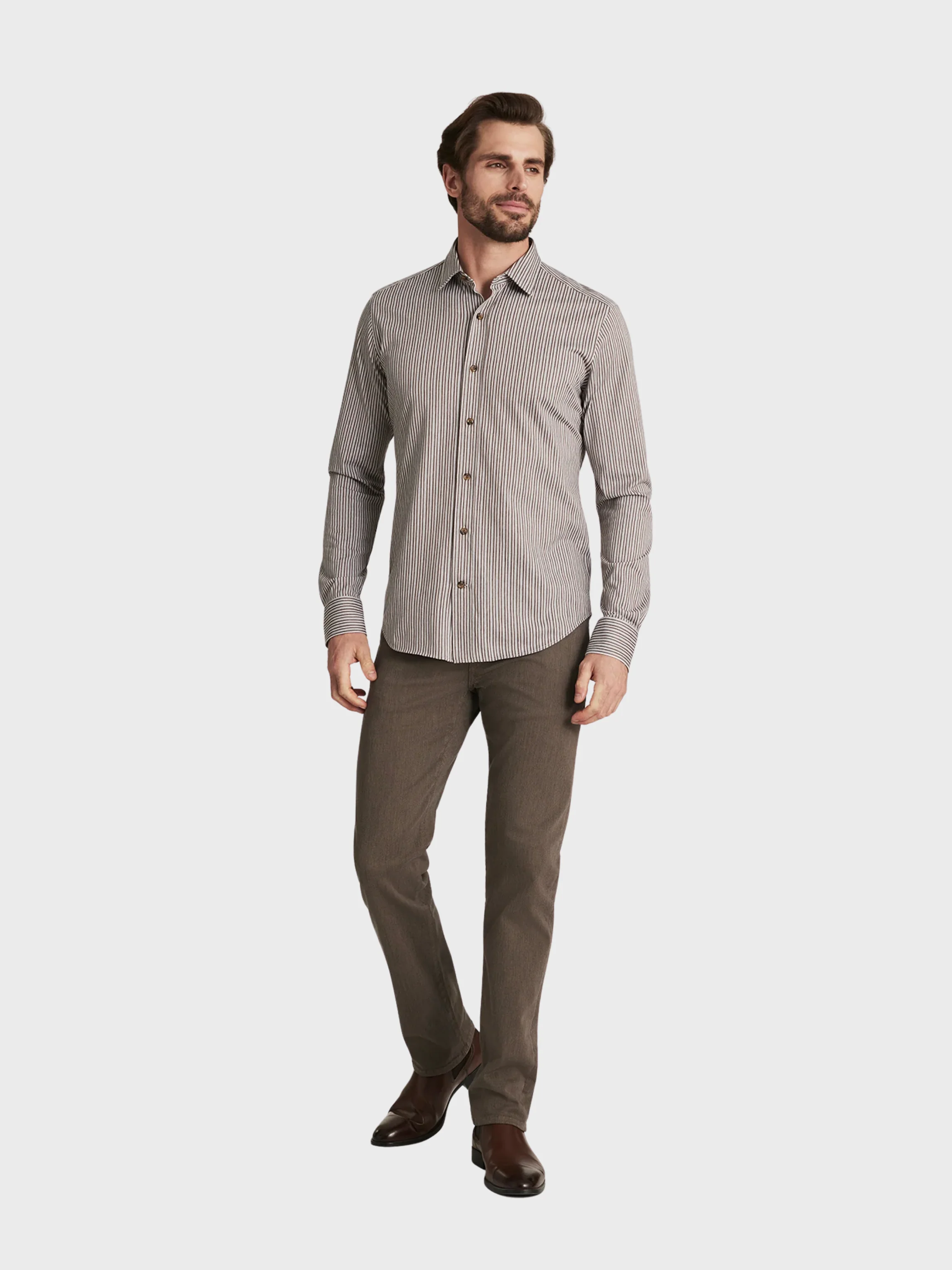34 Heritage Striped Shirt Brown - Image 2