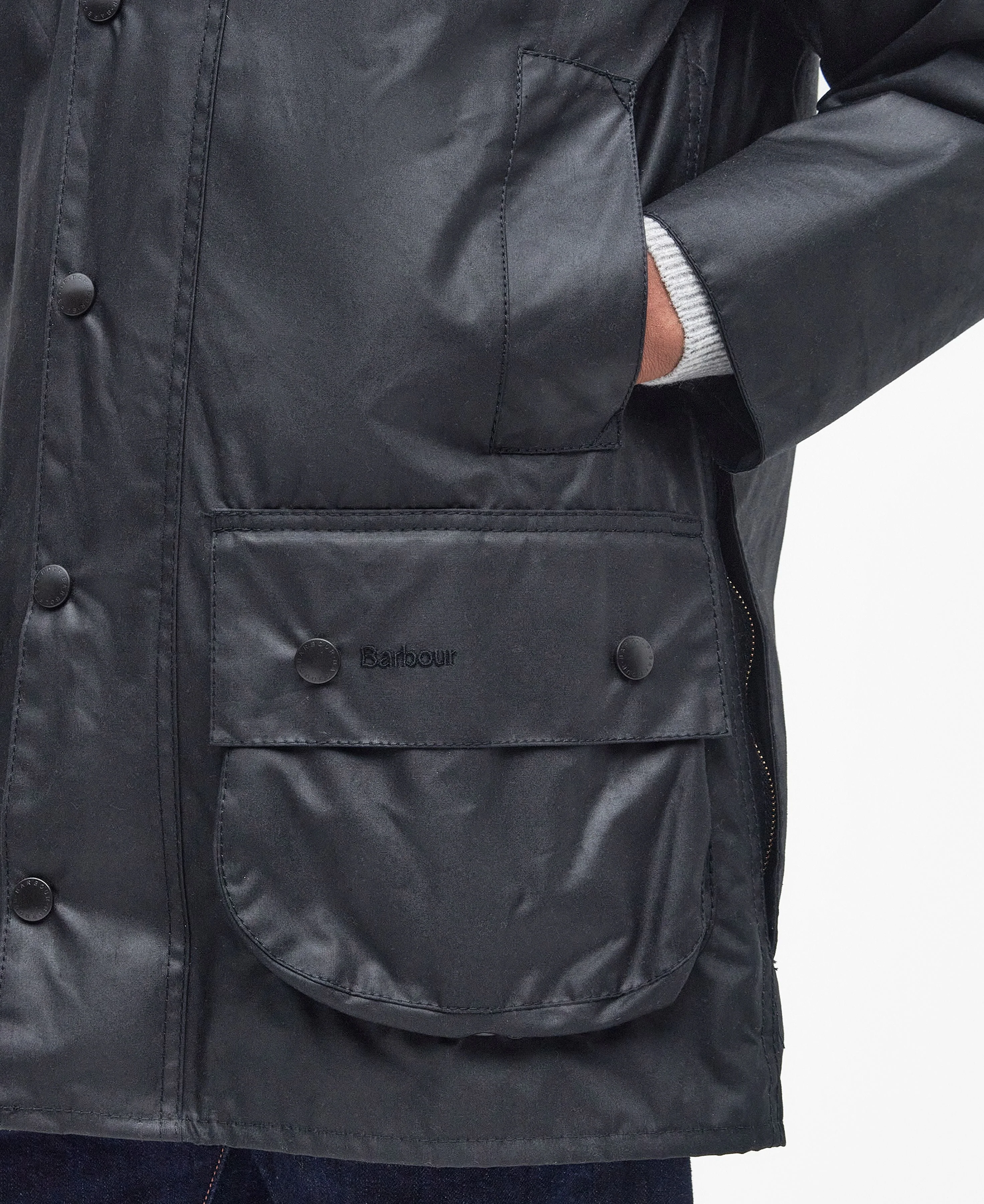 Barbour Beaufort Waxed Jacket - Black - Image 12