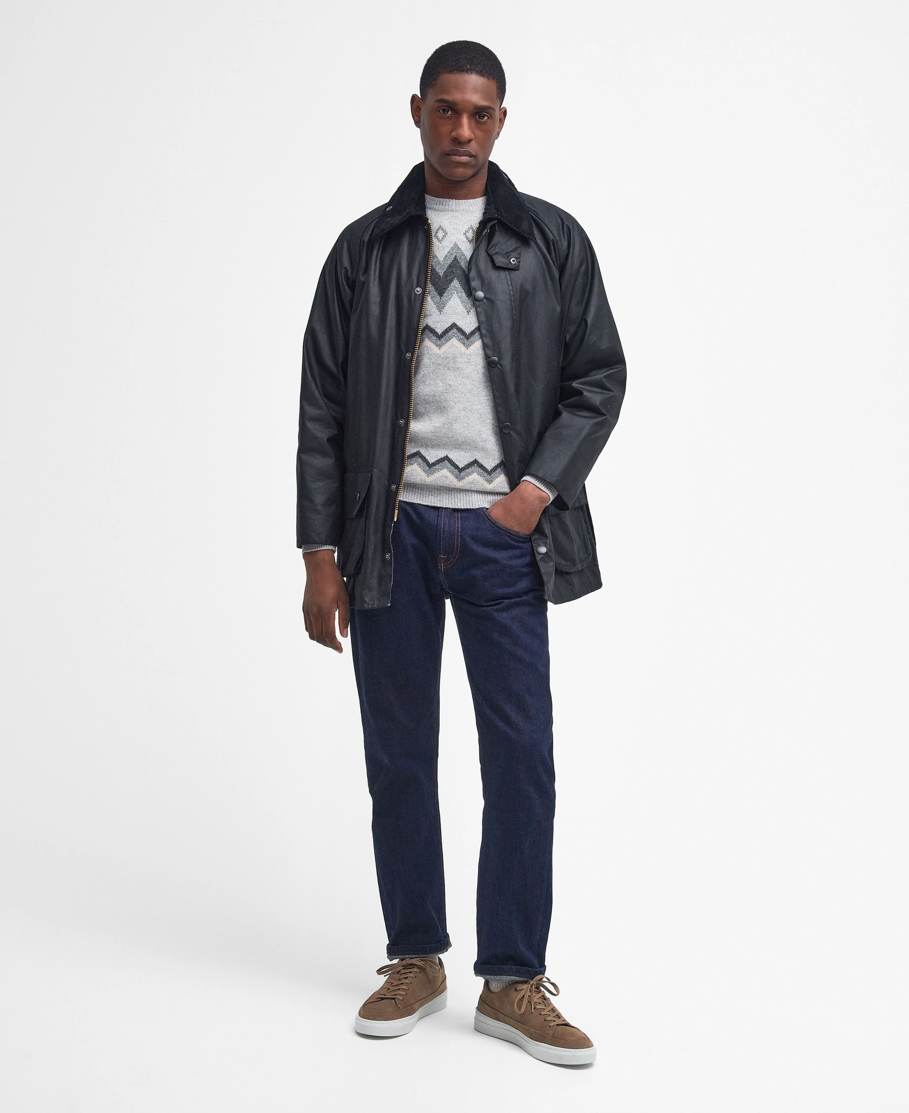 Barbour Beaufort Waxed Jacket - Black - Image 3