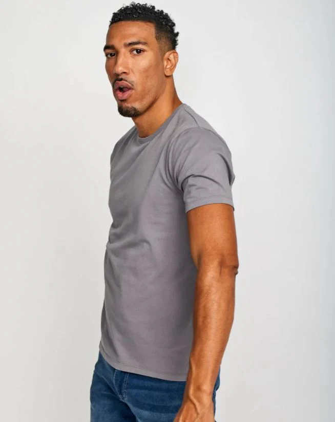 Easy Mondays Crew Neck SS Cotton T-Shirt Slate - Image 4