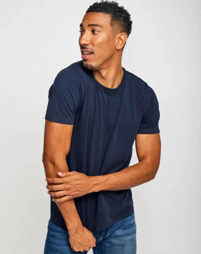 Easy Mondays Crew Neck SS Cotton T-Shirt Navy - Image 4
