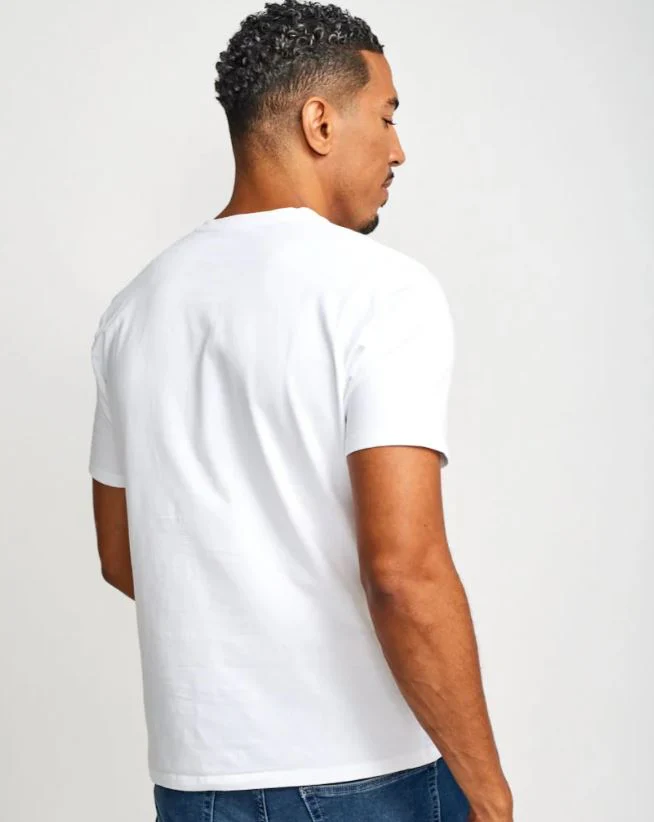 Easy Mondays V-Neck SS Cotton T-Shirt White - Image 3