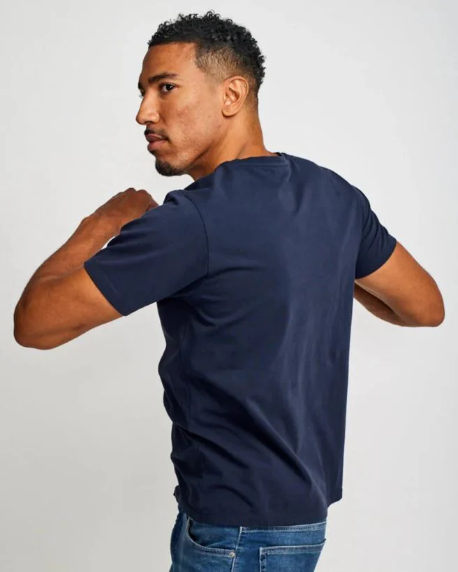 Easy Mondays V-Neck SS Cotton T-Shirt Navy - Image 4