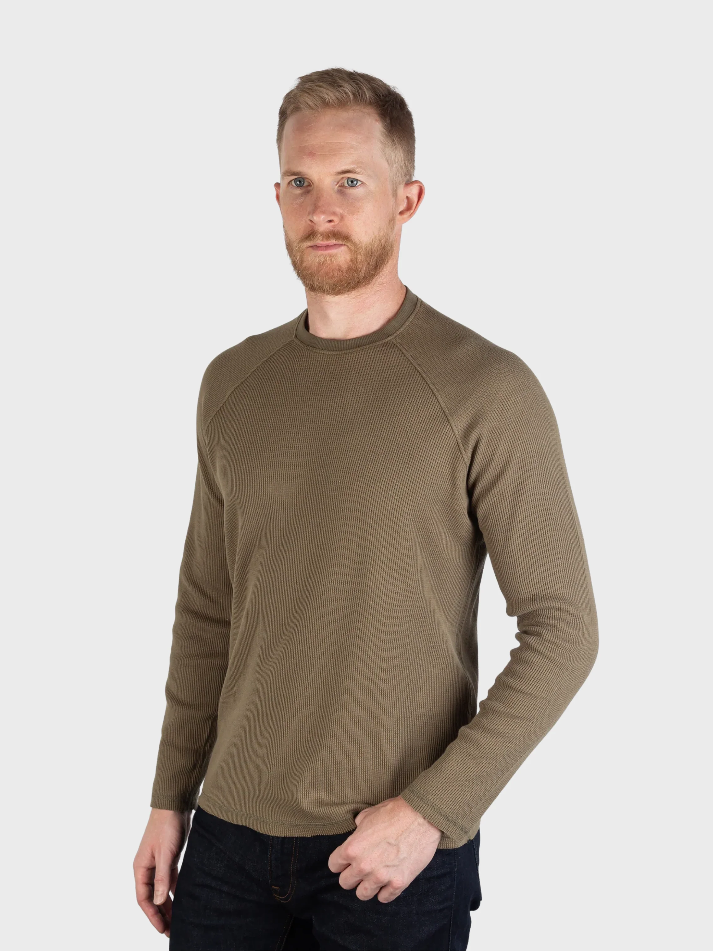 Jude Neale Rogan Waffle Long Sleeve - Army