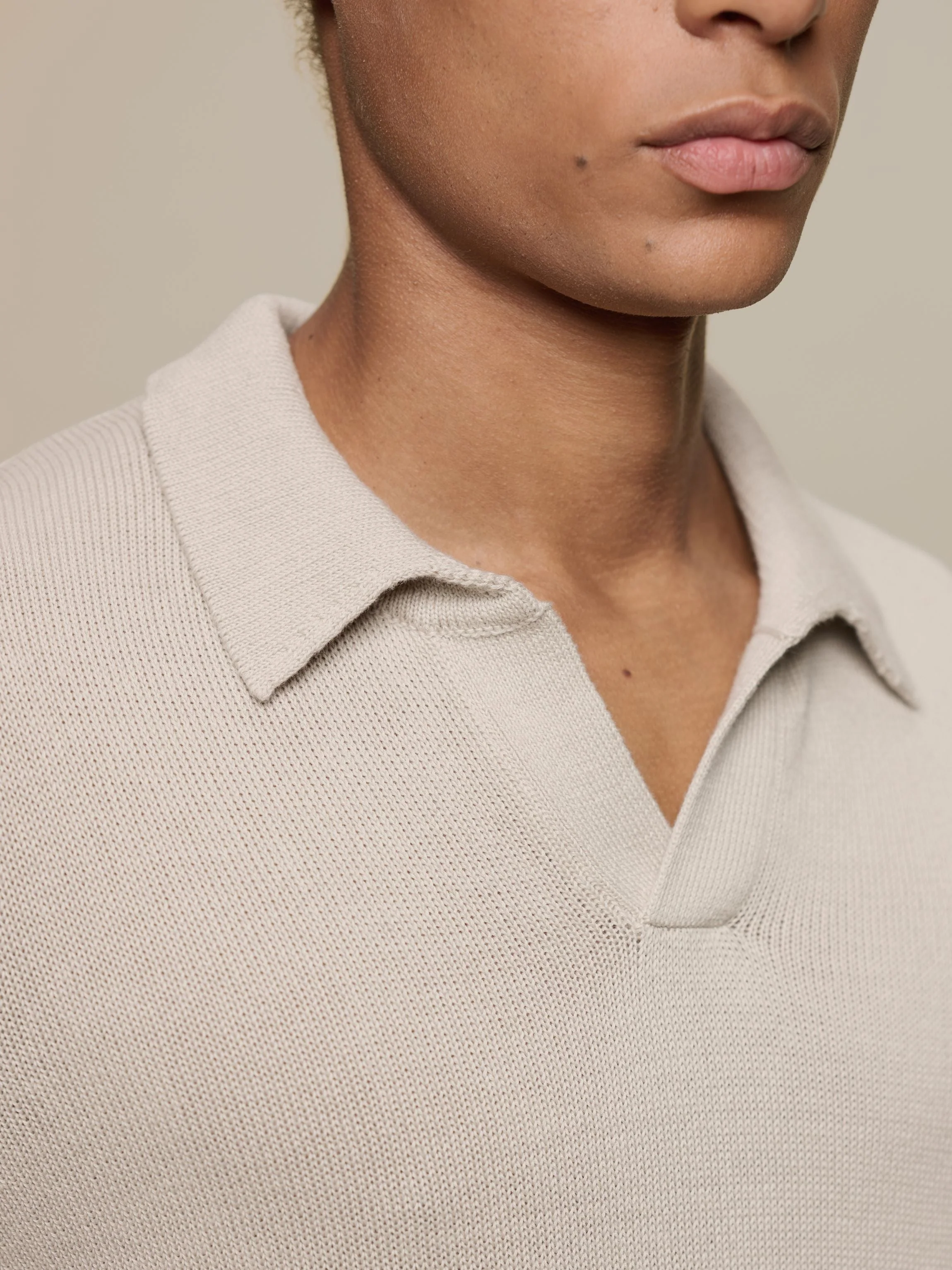Merz Cotton Short Sleeve Polo Shirt - Sand - Image 3