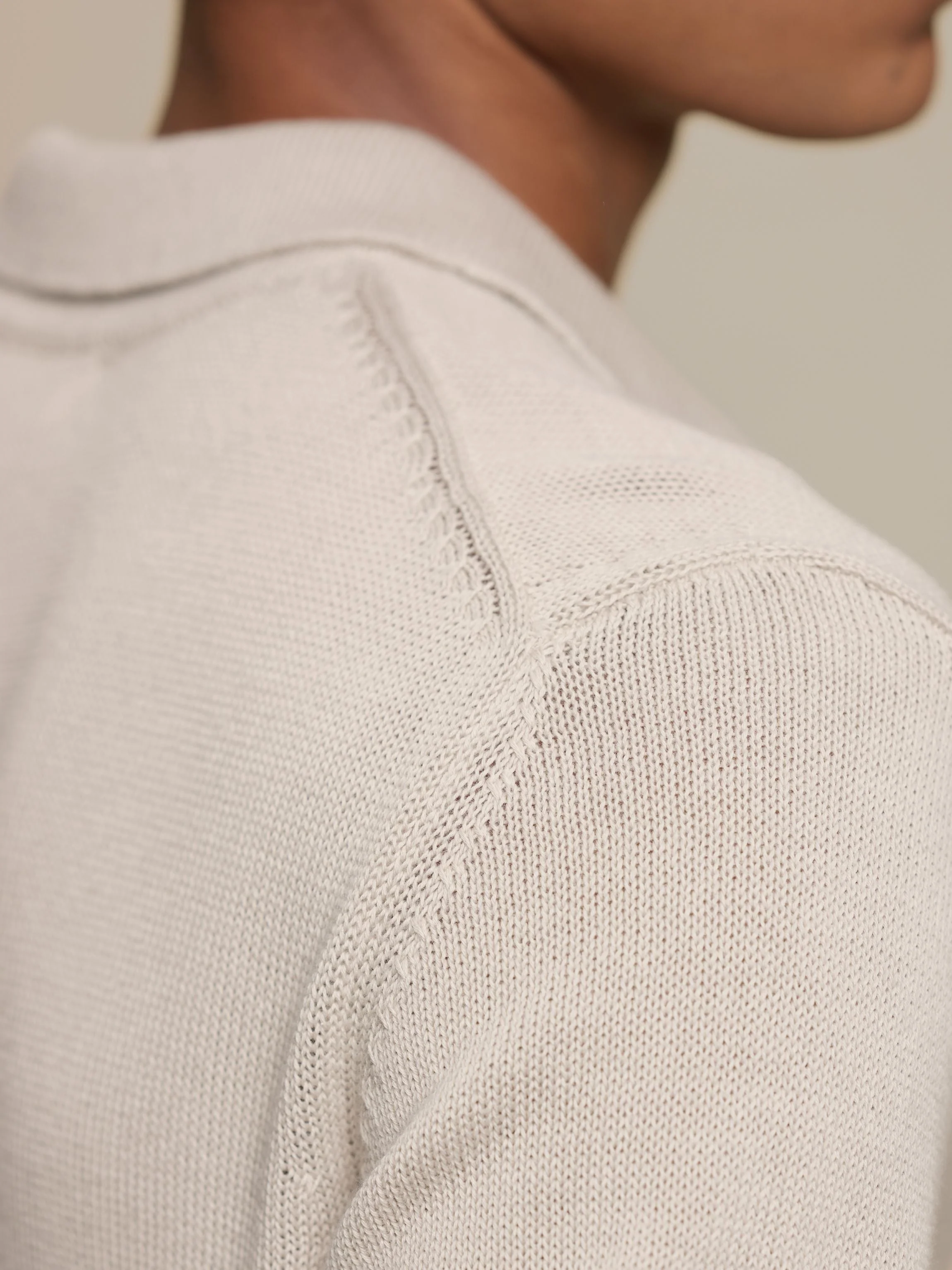 Merz Cotton Short Sleeve Polo Shirt - Sand - Image 4