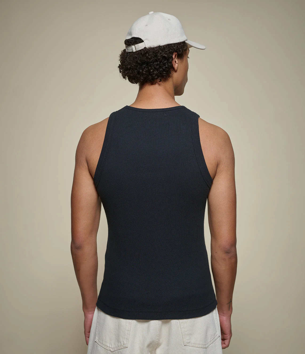 Merz Iconic Ribbed Cotton Tank Top - Deep Black - Image 3
