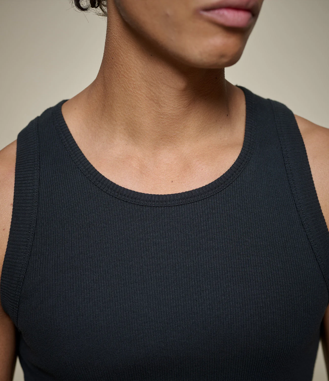 Merz Iconic Ribbed Cotton Tank Top - Deep Black - Image 5