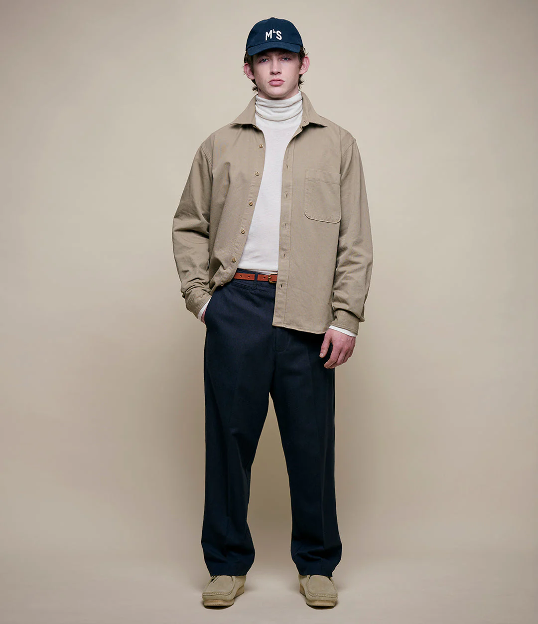 Merz Organic Cotton Broken Twill Shirt - dusted khaki - Image 3