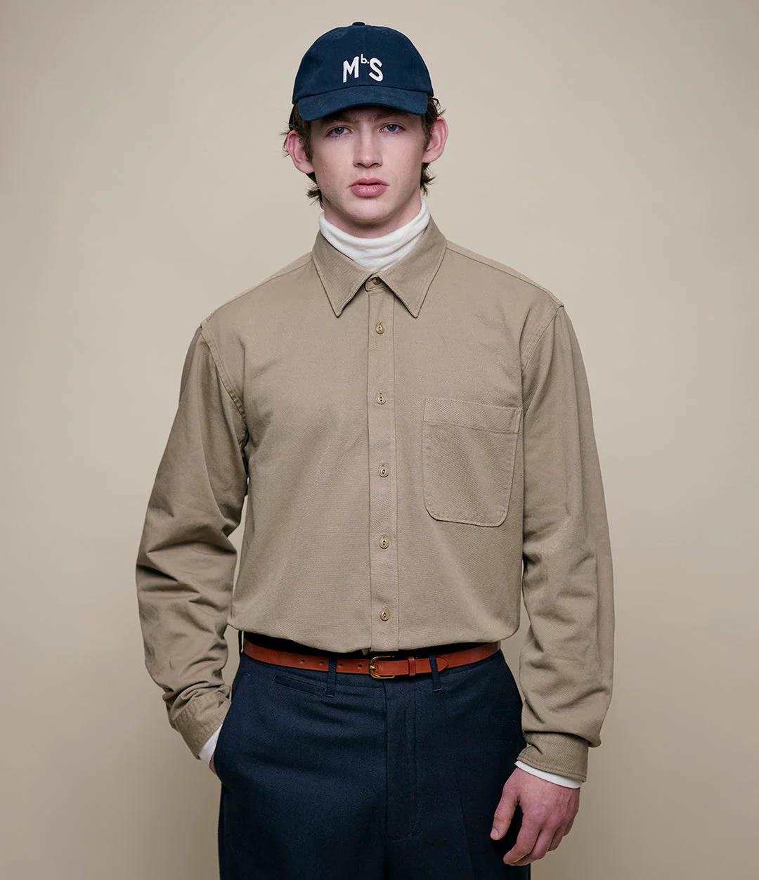 Merz Organic Cotton Broken Twill Shirt - dusted khaki - Image 4