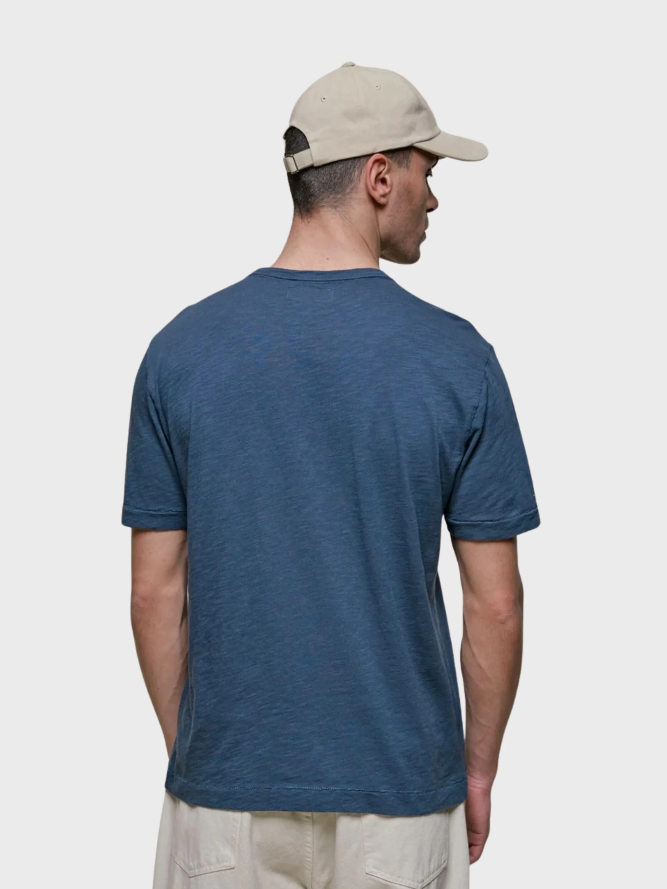Merz Slub Pima Cotton T-Shirt - Denim Blue - Image 3