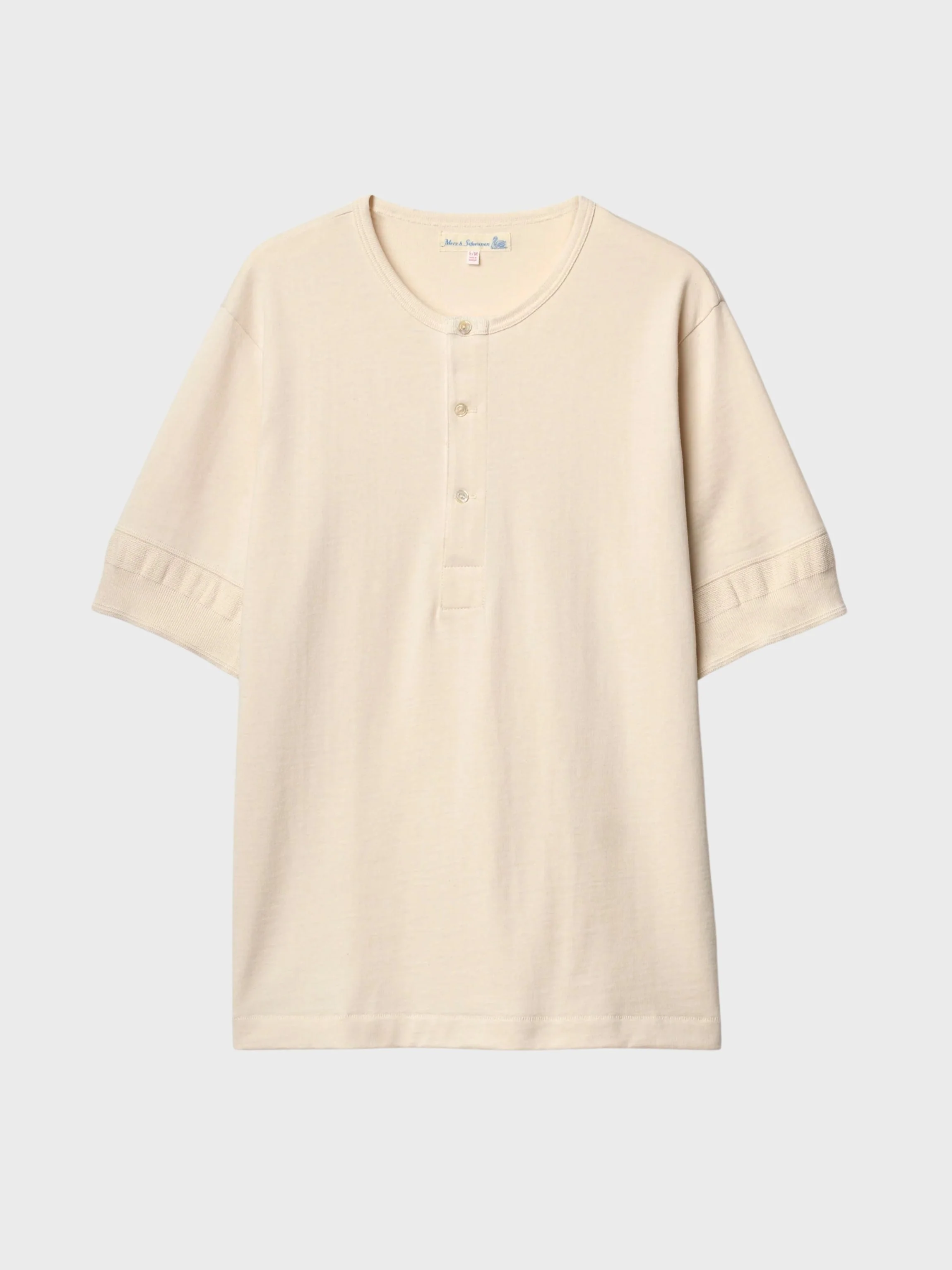 Merz Vintage Machine Refined Classic Fit Short Sleeve Henley - Nature - Image 2