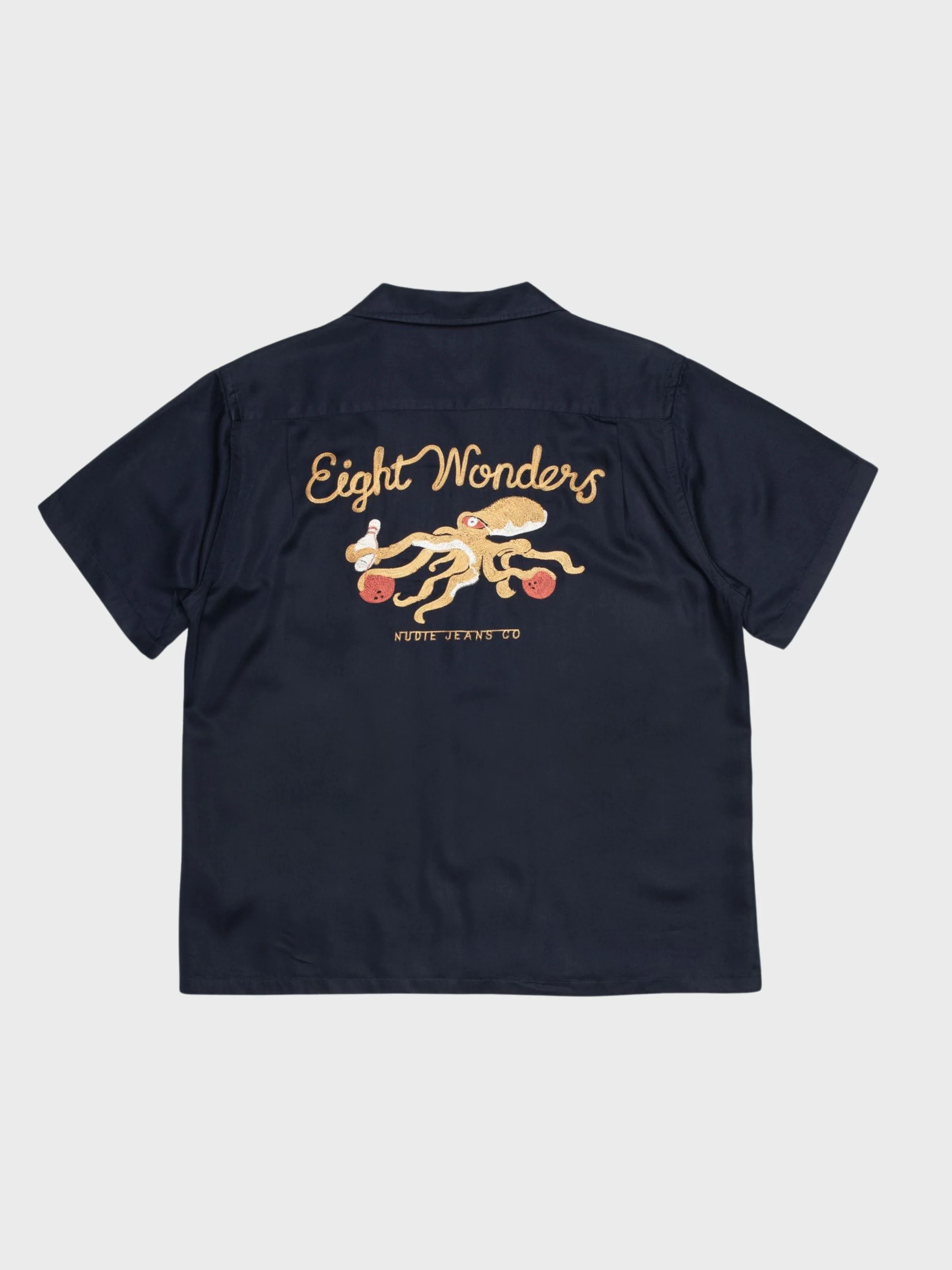 Nudie Arthur Bowling Shirt 8 Wonders Navy