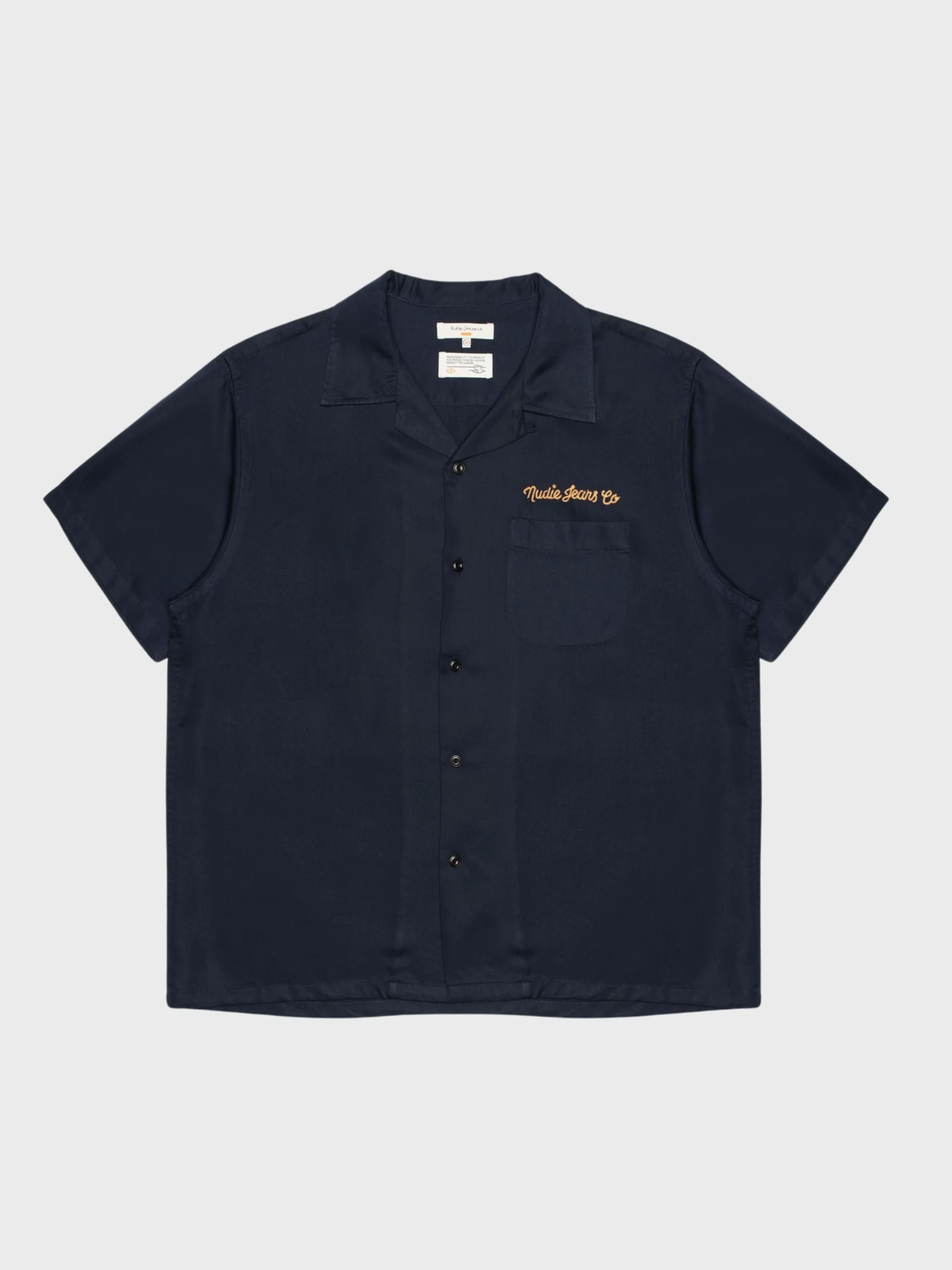Nudie Arthur Bowling Shirt 8 Wonders Navy - Image 2