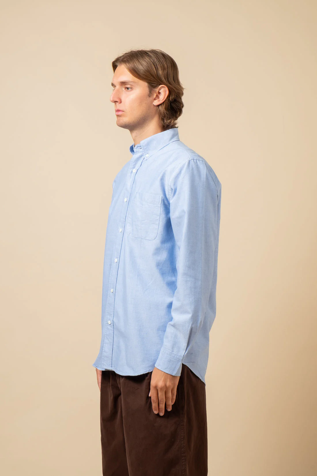 COF Studio Button Down American Oxford Shirt Light Blue - Image 3