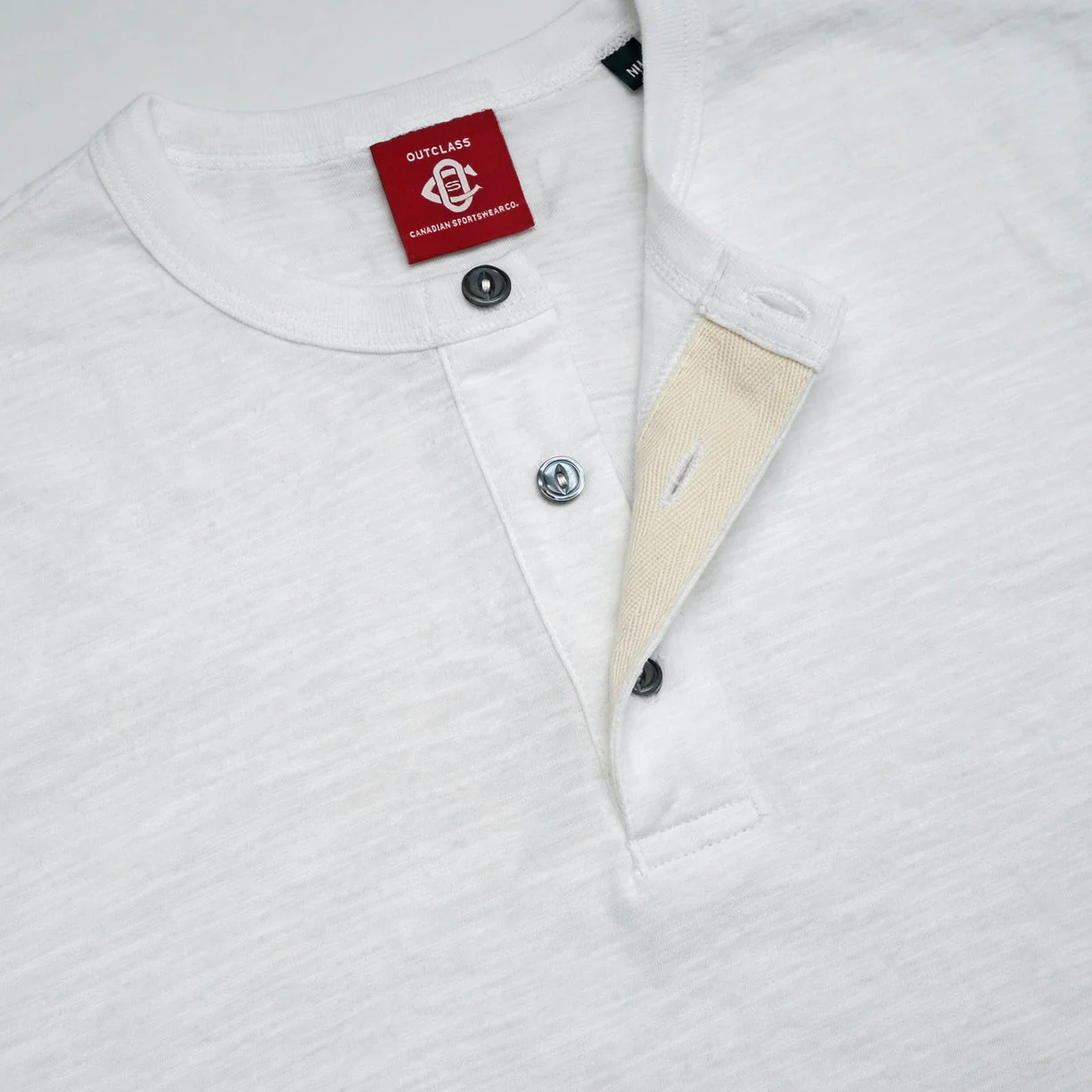 Outclass Slub S/S Henley - White - Image 3