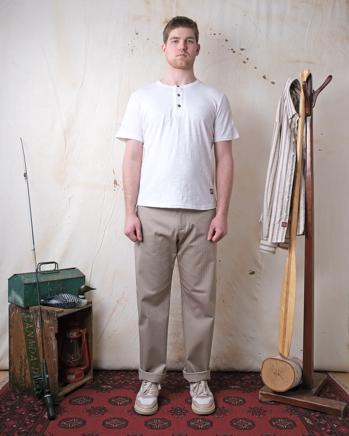 Outclass Slub S/S Henley - White - Image 5