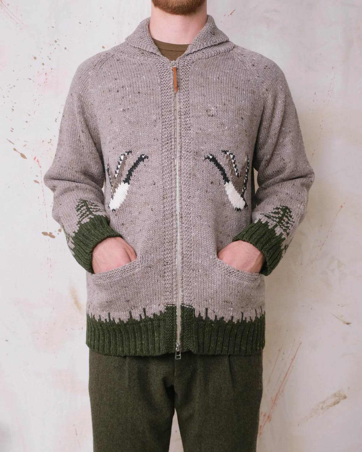Outclass Zip Cardigan - Goose Motif - Image 4