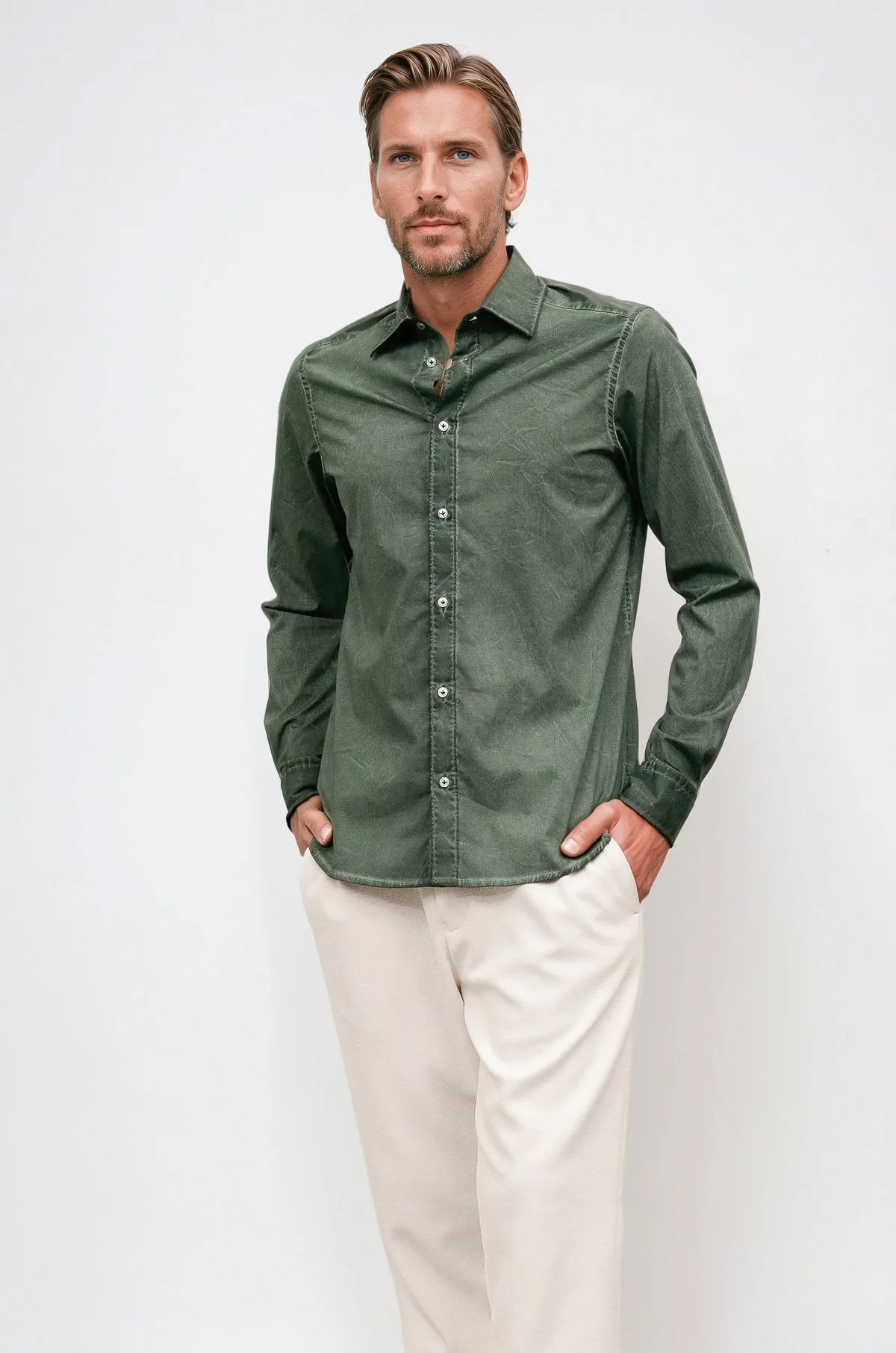 Ploumanach Harrison Poplin Shirt - Classic Fit - Nori - Image 3